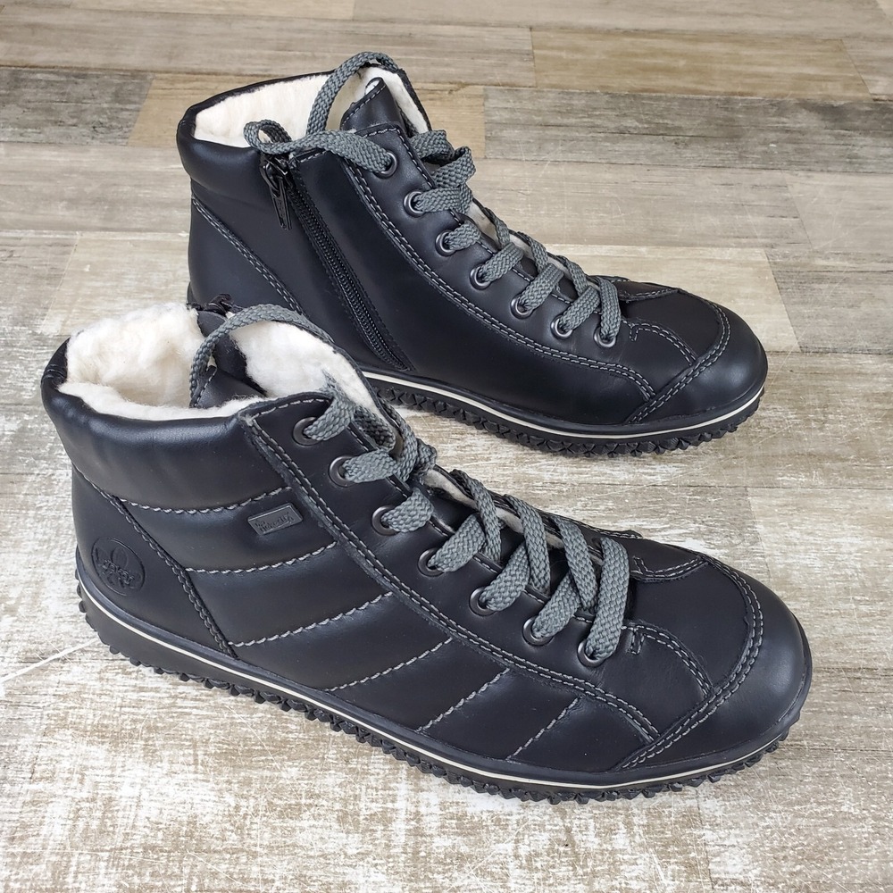 Rieker Z4215 Womens Winter Boots Sz 7 - 7.5 Black Warm Lined‎ Ankle Boot